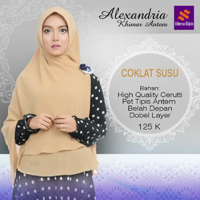 Nibras Hijab Alexandria Khimar Antem Warna  Coklat  Susu  