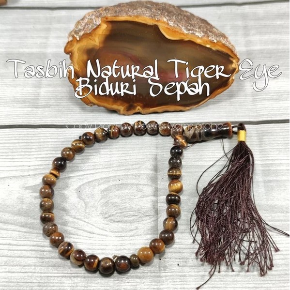 Tasbih Biduri Sepah Tiger Eye 33 Butir Natural Batu AlaM