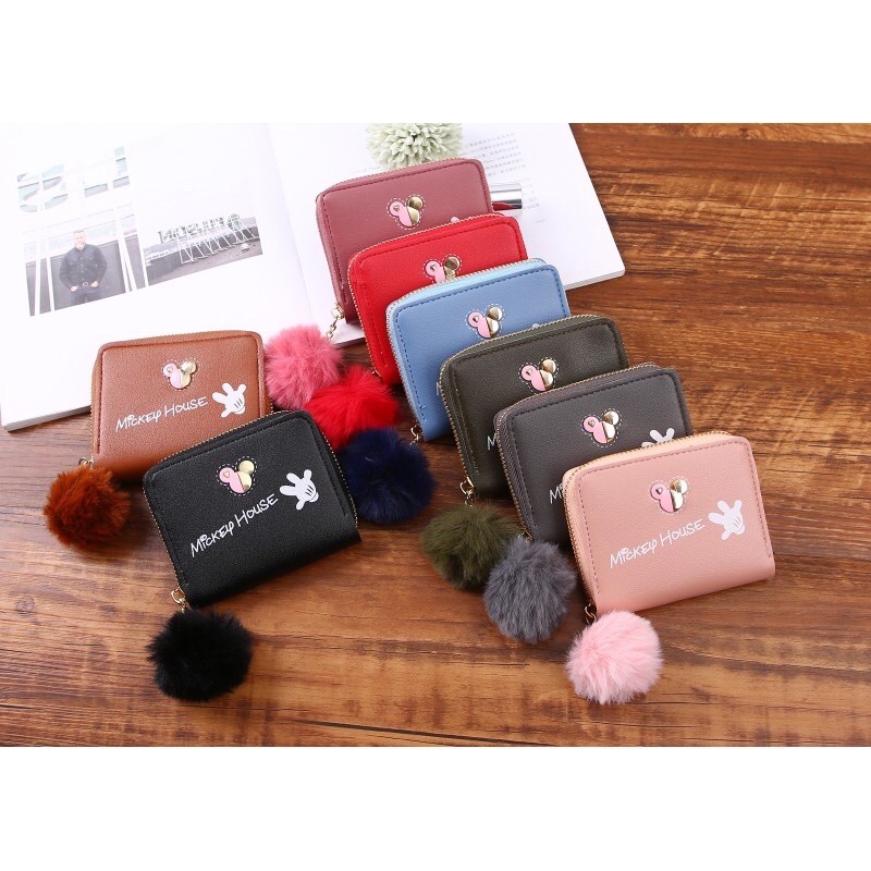 DOMPET KOIN MICKEY MOUSE POMPOM