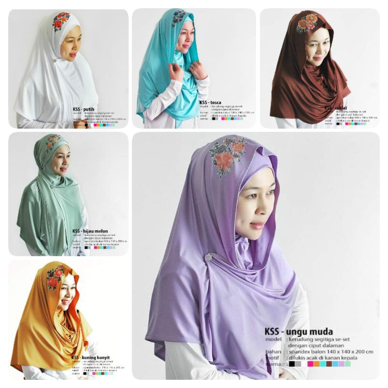 SALSIYAH : Kerudung Bergo Jilbab Instan Lukis Segitiga Set (KSS) Promo Termurah Langsung Pabrik