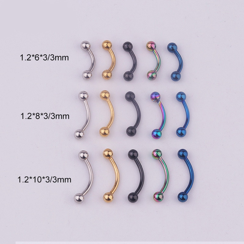 Anting Tindik Alis / Bibir / Telinga Bentuk Barbel Bahan Surgical Steel 3mm Ukuran 6 / 8 / 10mm