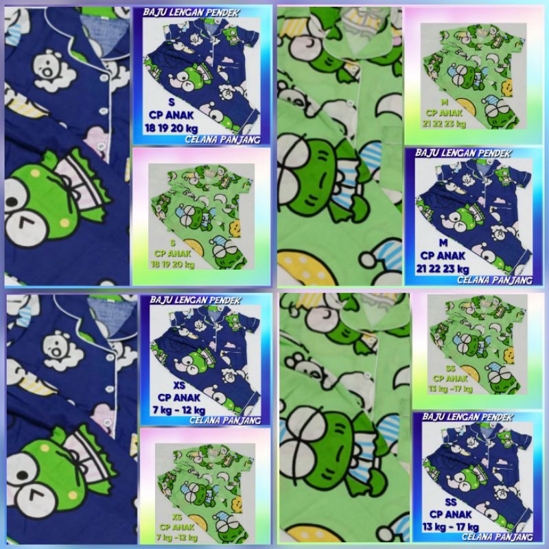 Piyama anak laki-laki / perempuan / pajamas / lengan pendek motif kartun ukuran S