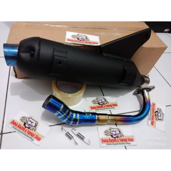 Knalpot Tsukigi Xeon Fi - Xeon GT 125 - Xeon injeksi - Xeon RC Tsukigi Rainbrow blue stenlis