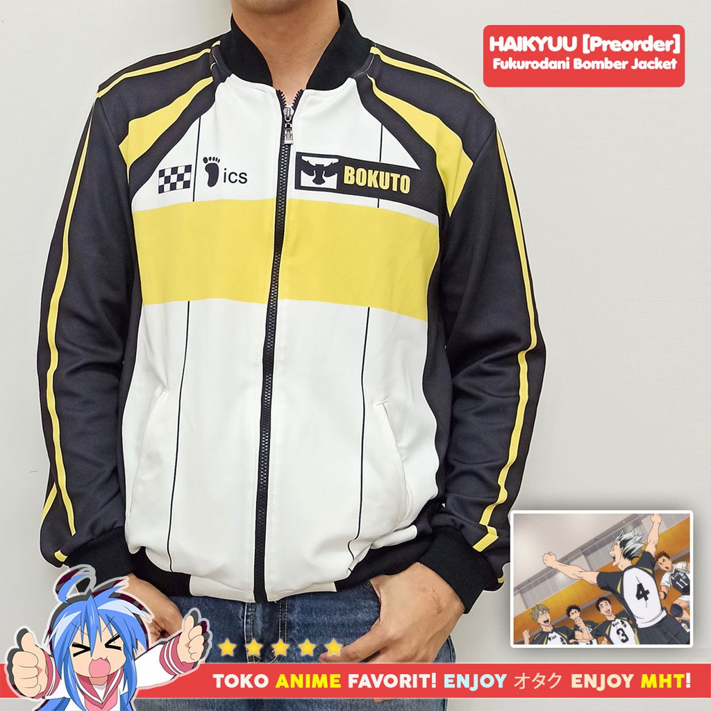 Jaket Sukajan Bomber Anime Haikyuu Fukurodani Bokuto Akaashi