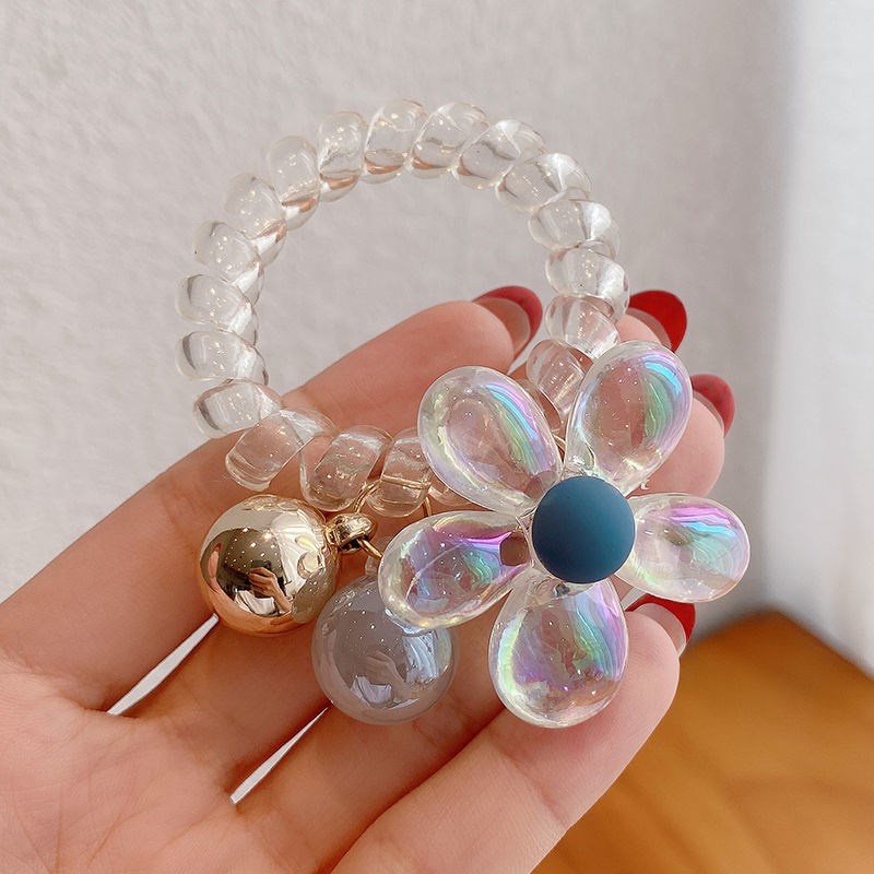 Coil colorful beads Bunga daisy Kecil Tali Rambut Hiasan Rambut Anak Korea