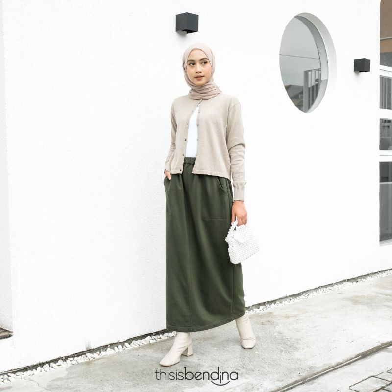 THISISBENDINA Rok Panjang Span Lurus YUKI Skirt-Army