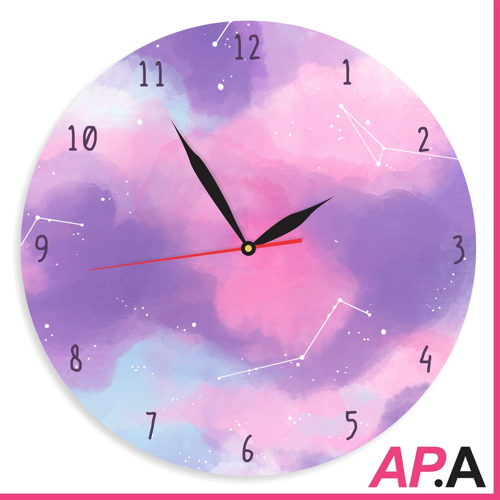 Jam Dinding Unik Motif Sky Purple Pajangan Kamar Ungu Dekorasi Kamar Aesthetic