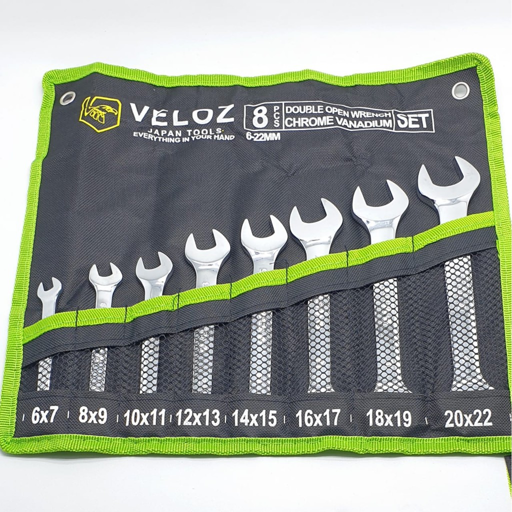 Veloz Kunci PAS PAS SET 6~22mm 8Pcs Chrome Vanadium Steel Kualitas Premium