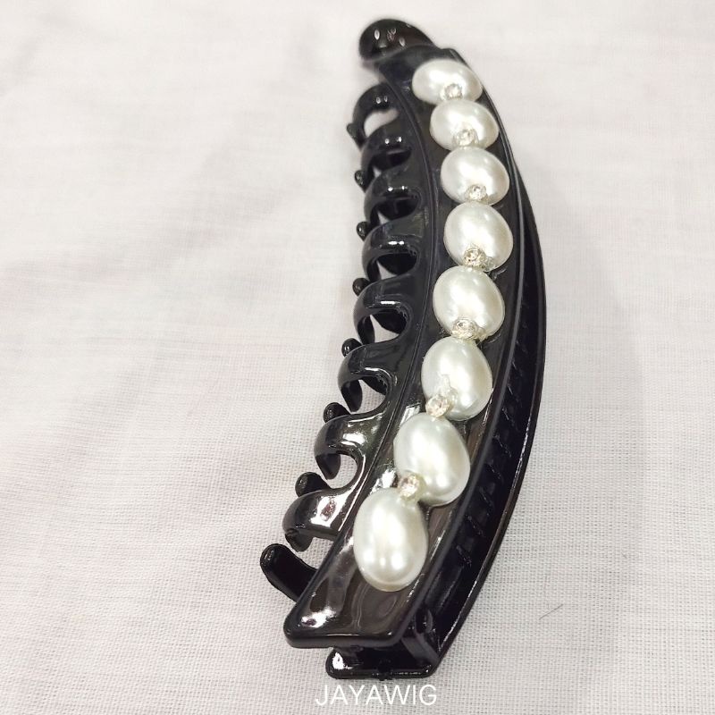 Jepit Pisang Mutiara 12cm Jepitan Rambut Korea Motif Mutiara