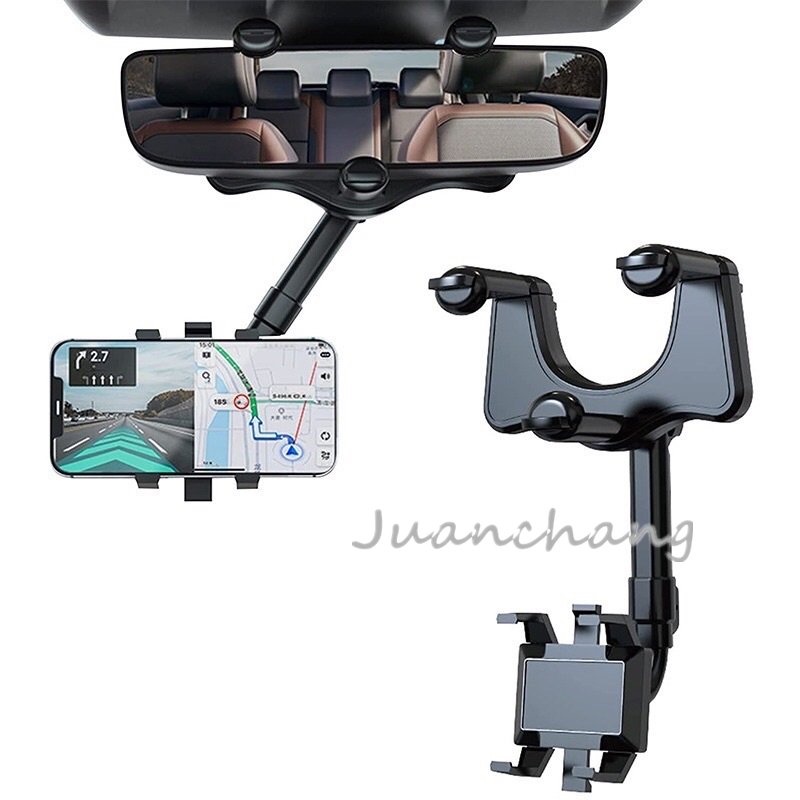 Braket Stand Holder Smartphone Mount Kaca Spion Tengah Mobil Adjustable Bisa Dilipat