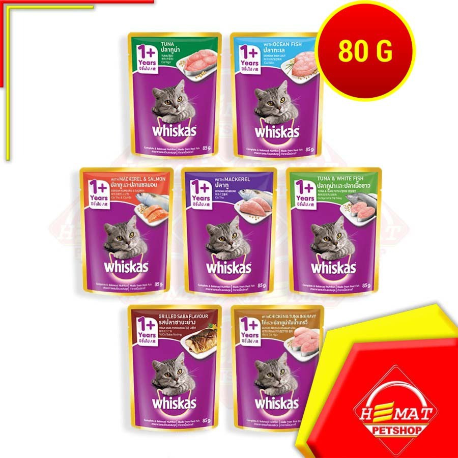 Whiskas Adult Pouch Sachet 85 Gram Makanan Kucing Wet Food Saset