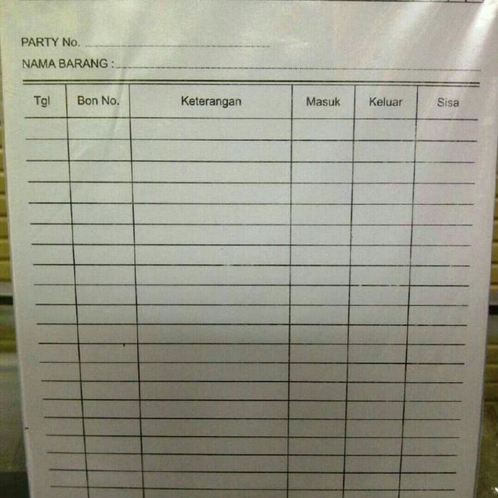 

KARTU STOCK/KARTU PERSEDIAAN BARANG100 LEMBAR