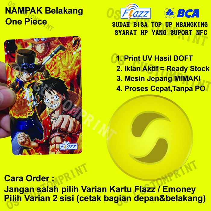 CUSTOM FLAZZ BCA GENERASI 2 ATAU EMONEY MANDIRI - ONE PIECE 01