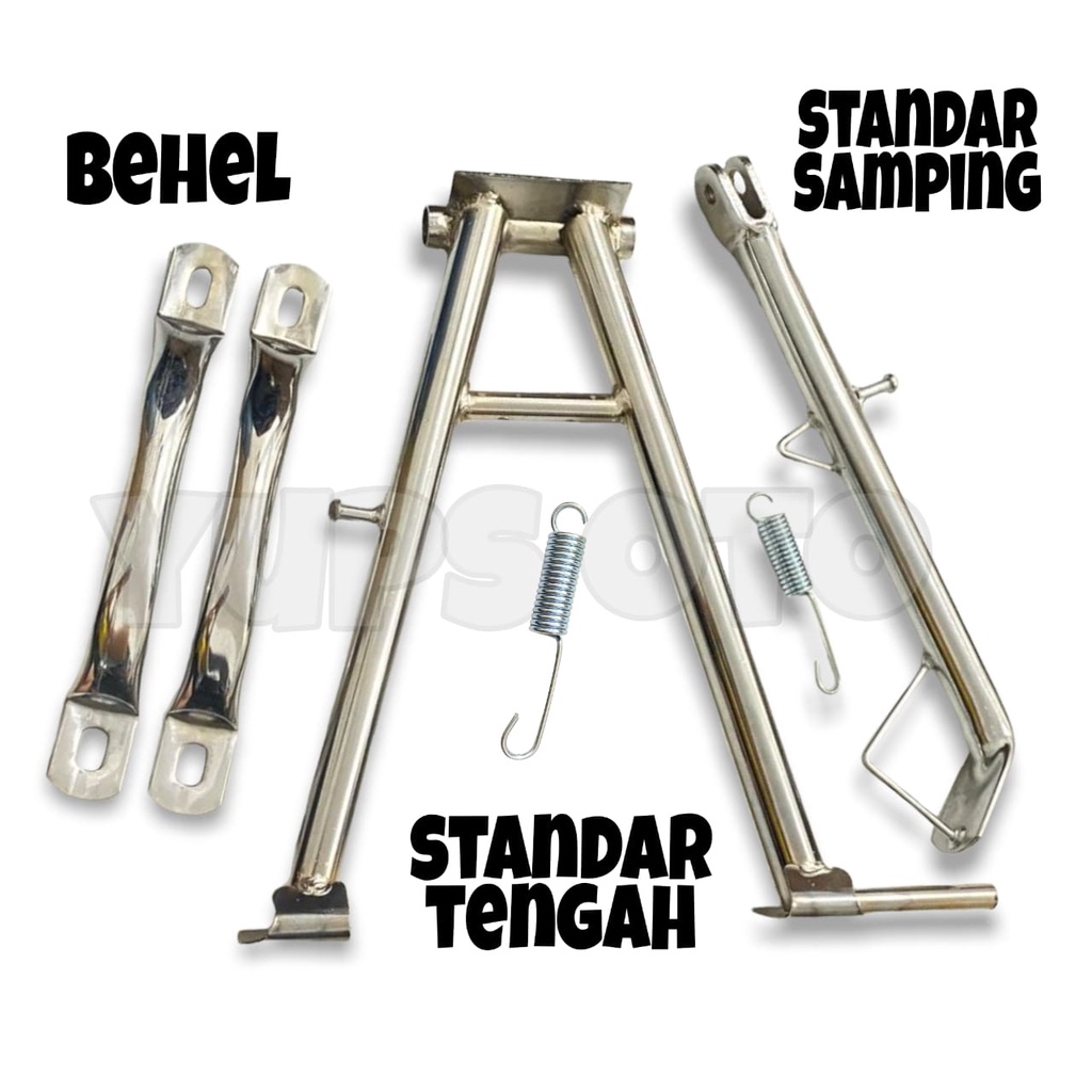 PAKET HEMAT BEHEL RX KING + STANDAR SAMPING CHROME RXKING RING 18 + STANDAR TENGAH CROM RXK RING 18 BAHAN TEBAL UKURAN PANJANG 30CM SET PLUS PER PNP UNIVERSAL JAGANG VARIASI MOTOR JAGANG MOTOR