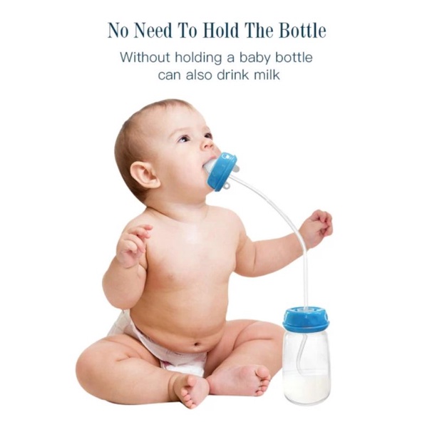 Hands free feeding bottle. Botol susu bayi bebas genggam.