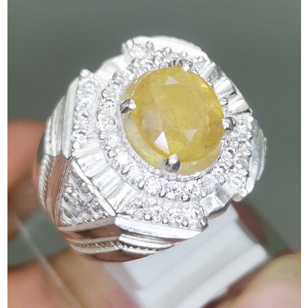 batu yakut asli ring perak berkualitas