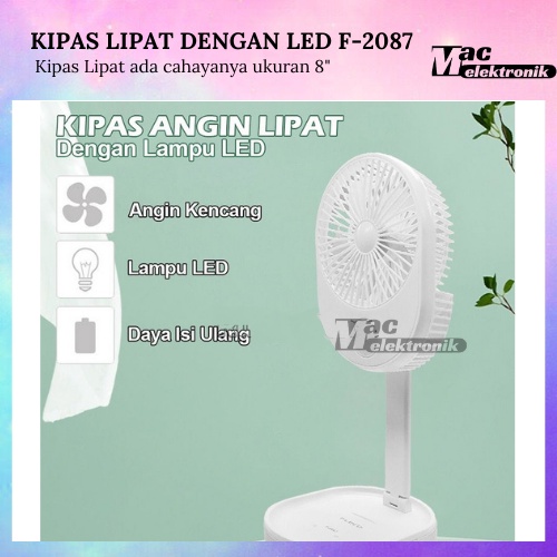 Kipas Lipat + Lampu LED Kipas lipat + lampu belajar LED Recharge bisa di charge ulang