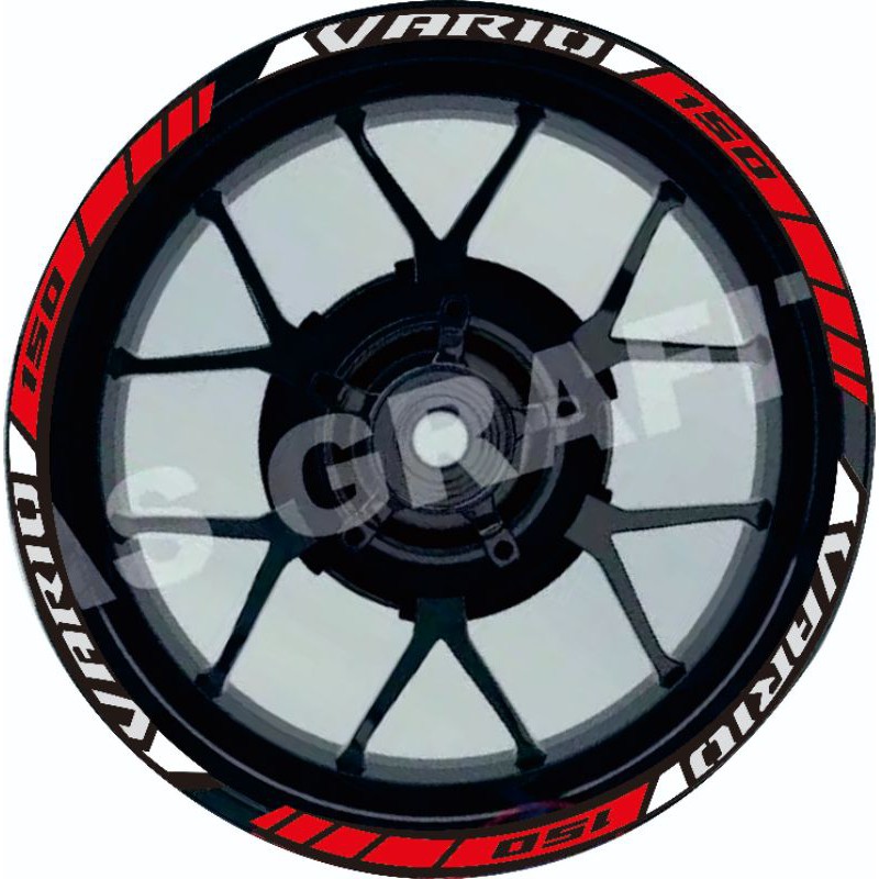 Cutting stiker lis roda motor vario 110 125 150,velg vario murah - merah full Berkualitas