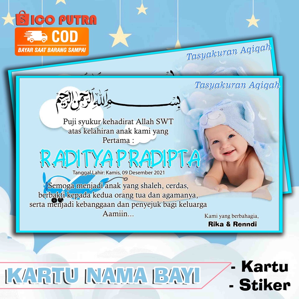 Kartu Nama Bayi / Aqiqah / Tasyakuran