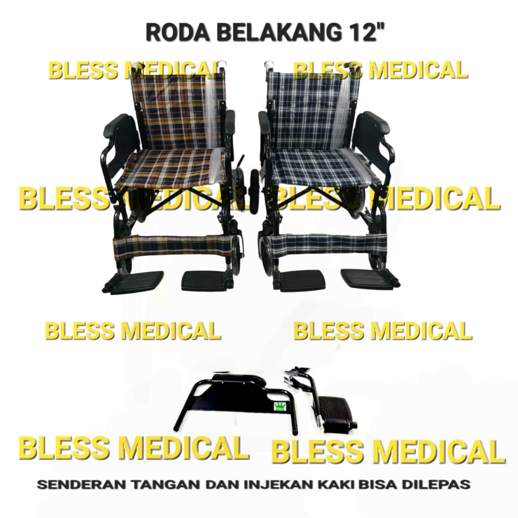 Kursi Roda Travel Omega Roda 12&quot;/16&quot; Tangan &amp; Kaki Bisa Dilepas -CARGO