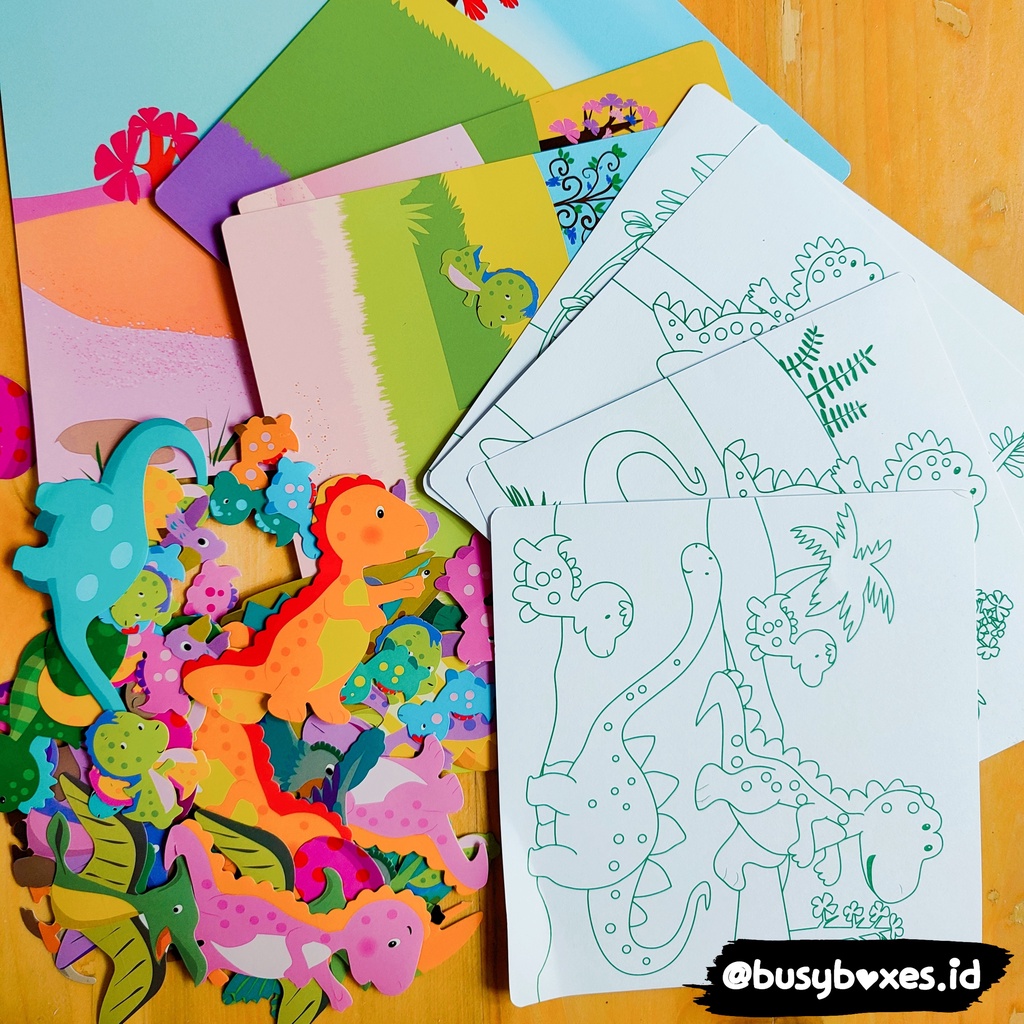 [busyboxes.id] worksheet busypage busy page aktivitas menempel sticker dinosaurus