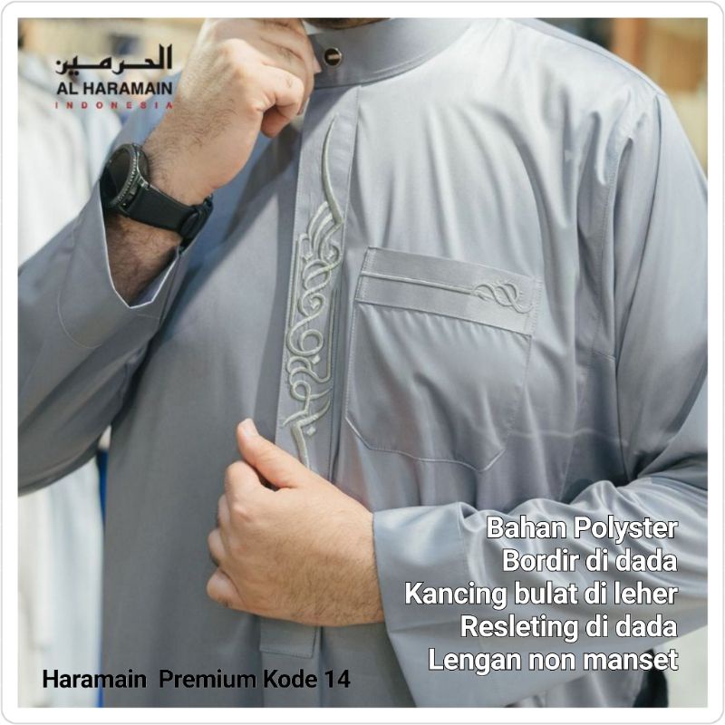 Jubah Al Haramain Polyester Premium Bordir Reslesting Zipper Non Manset