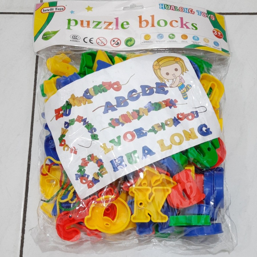 Lego Puzzle Blocks Mainan Edukasi Anak Angka Huruf Meronce