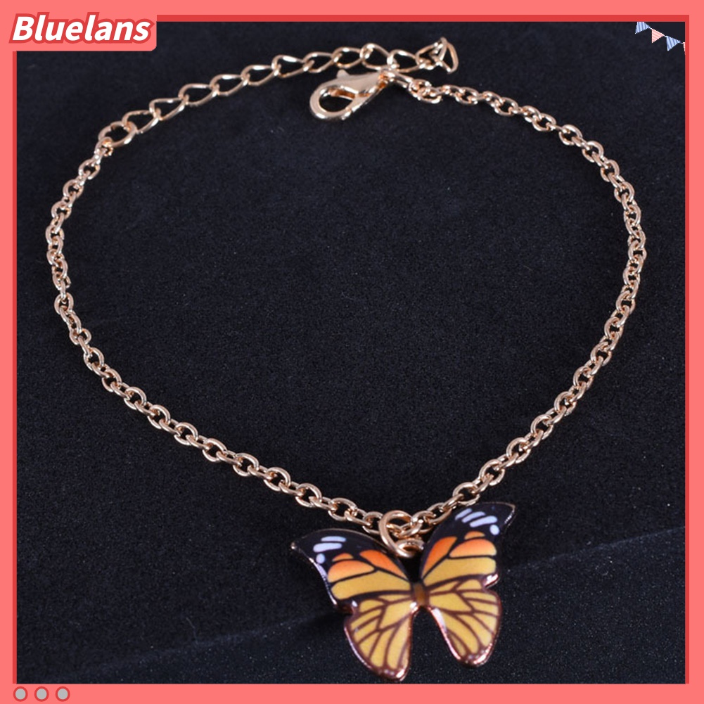 Gelang Kaki Liontin Butterfly Warna-Warni Bahan Alloy Untuk Wanita