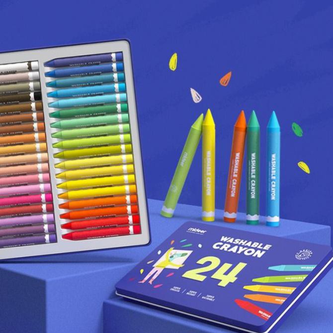 

(PERALATAN MENGGAMBAR) MIDEER WASHABLE CRAYON ( TIN BOX ) - TIN BOX ISI 12 SALE