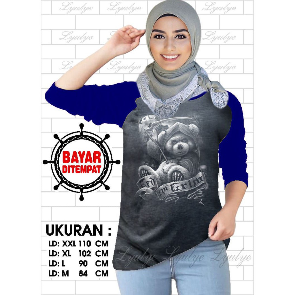 Kaos Raglan (TEDDY)/Kaos Wanita Lengan 3/4/ Kaos Wanita/ Kaos Cewek/ Kaos Oblong/Misty