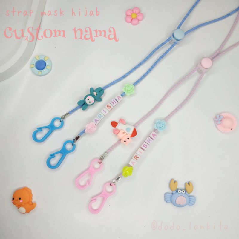 [ CUSTOM NAMA ] STRAP MASKER NAMA ANAK DAN DEWASA / tali masker nama /  kalung masker anak dan dewas