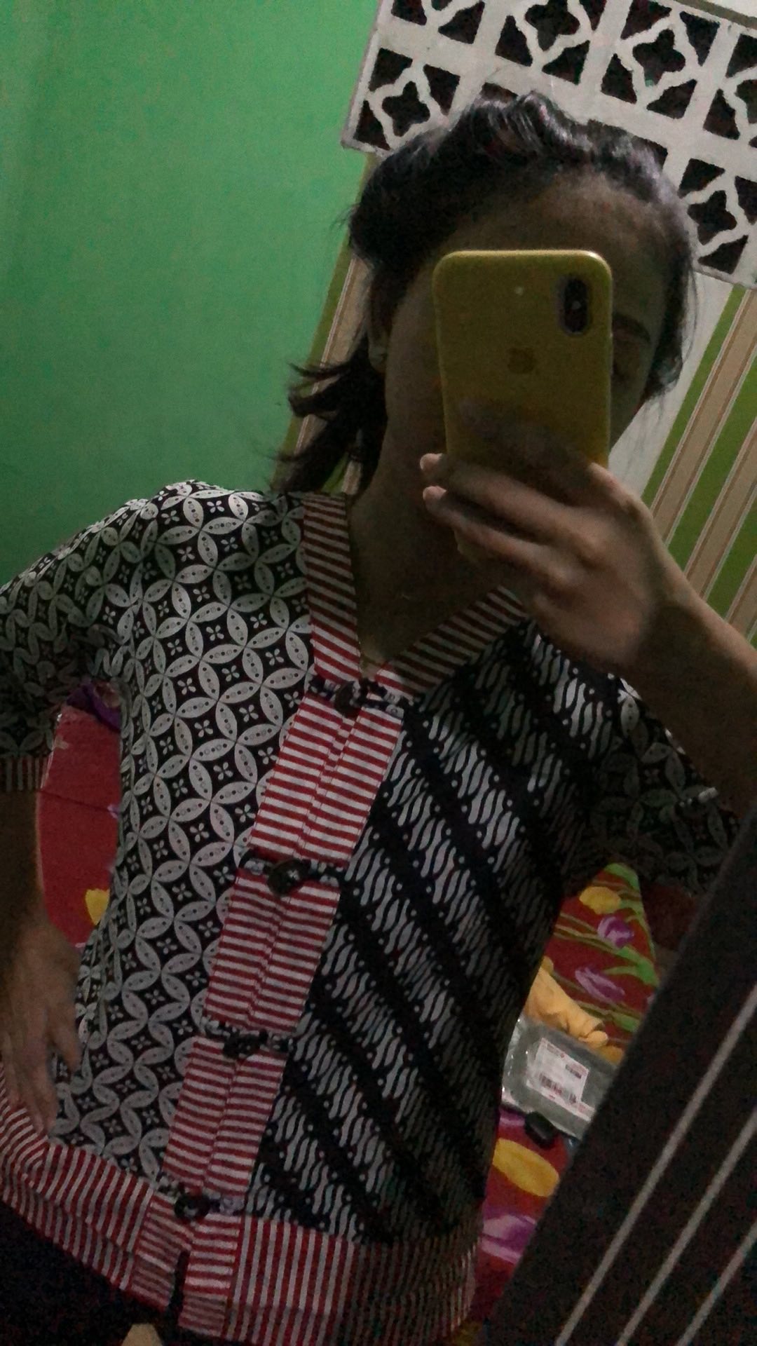Batik Wanita Atasan Blouse Modern Trendy Warna Hitam Kombinasi Merah By Batik Dua Putri Collection