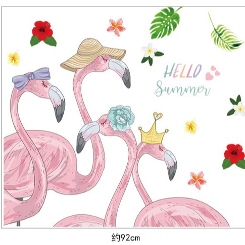 Reliza Wall Sticker Flamingo Hello Summer Bird Stiker Dinding LDR