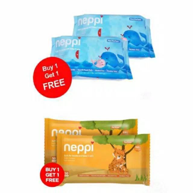 Neppi Baby Wipes Tisu Basah Bayi Bundle Buy 1 Get 1 Free ( 2x 50 lembar)