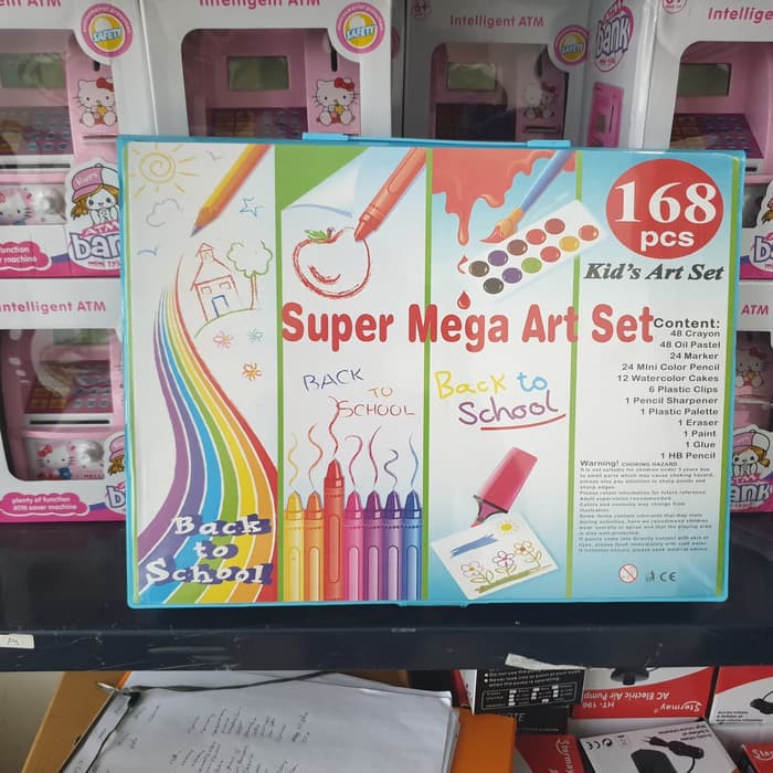 

168 pcs - pensil warna alat tulis set crayon coloring set colouring - Hitam