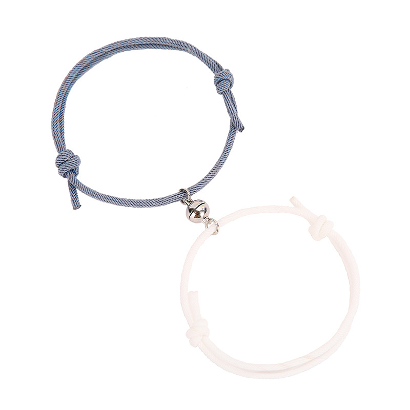 2pcs / Set Gelang Tali Kepang Magnetik Warna Permen Untuk Pasangan