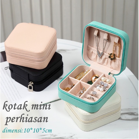 Kotak Tempat Perhiasan Travel Jewelry Box Penyimpanan Anting Kalung Gelang Cincin Emas Portable