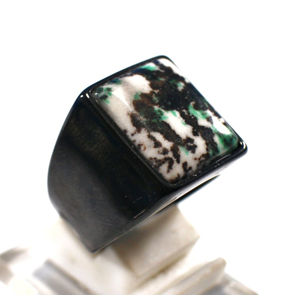 CINCIN BATU AKIK NATURAL PANCAWARNA GARUT GREEN RANE OCTAGON LANGKA BODYGLASS