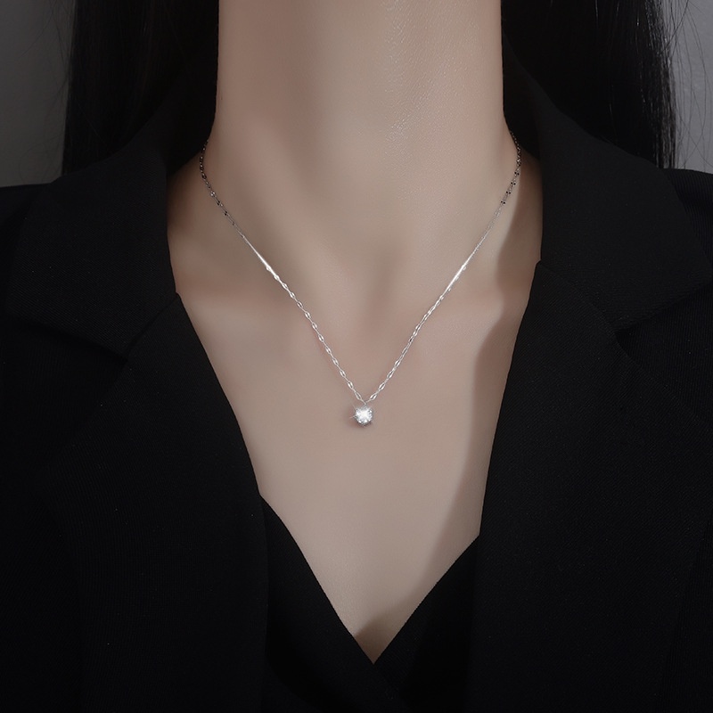 Stainless steel solitaire kalung wanita desain kalung minat khusus cahaya mewah 2021 baru fashion