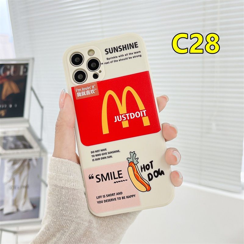 McDonald's Casing Soft Case OPPO A54 A15 A93 A94 A53 2020 A7 A3S A5 2020 A5S A12 A92 A31 A9 2020 Reno 4 Lite Reno 4 F Reno 5 Lite 5F Find X3Lite A15S F17 F19 PRO A33 2020 A11K A12S A11 A1K A52 A7 A91 A32 A72 A53S A35 Realme C20 C20A Straight Cube Cover-#C28