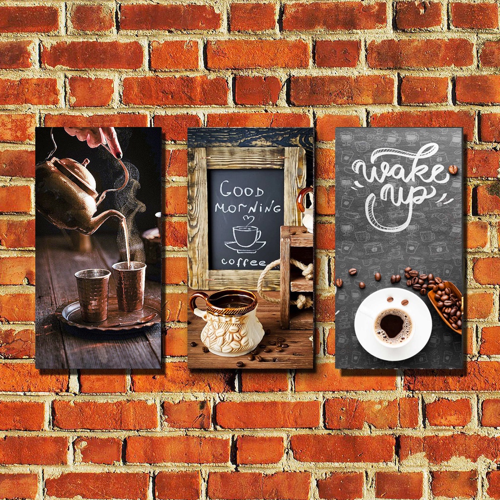 Hiasan Dinding Poster COFFEE LANDSCAPE kafe abstrak seni foto bagus laminasi mengkilap vintage dekorasi rumah cantik pigura murah