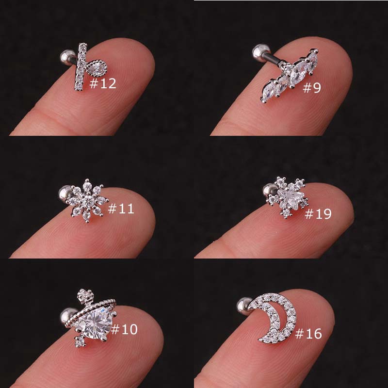 1pc Anting Tindik Tulang Rawan Telinga Bahan Stainless Steel 16g