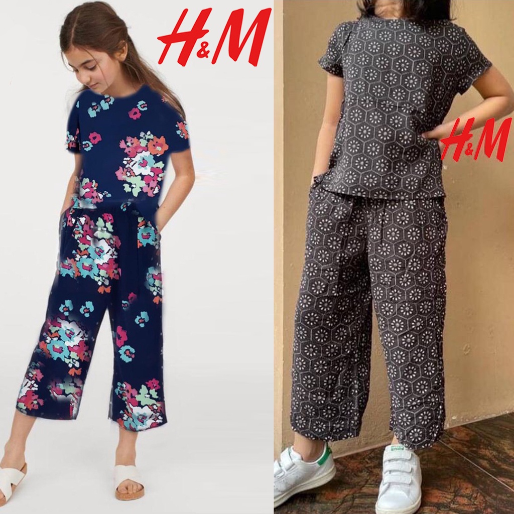 H&M ORIGINAL Girls Set Setelan Piyama Baju Tidur Kulot Rayon Anak Perempuan Viscose HNM Original