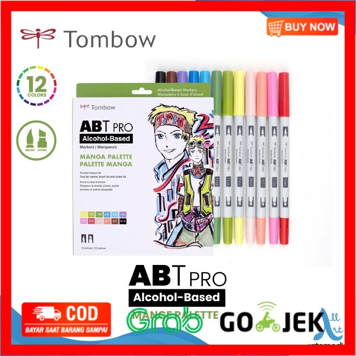 

(BISA COD) Brush Pen Tombow ABT PRO Manga Palette Set 12 Dual Marker