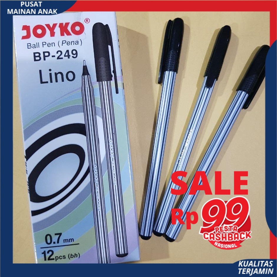 ( PROMO ) Pen Ballpoint Lino JOYKO BP-249 Pulpen Lino / Pena 0,7 Hitam / Biru 1pcs Termurah GROSIR