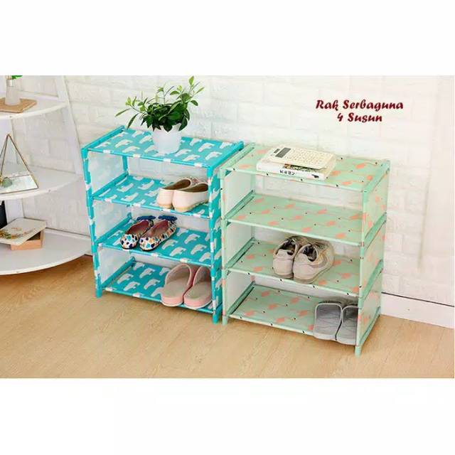 Rak sepatu sandal 4 susun - shoes rack - tempat bumbu dapur - Rak portable