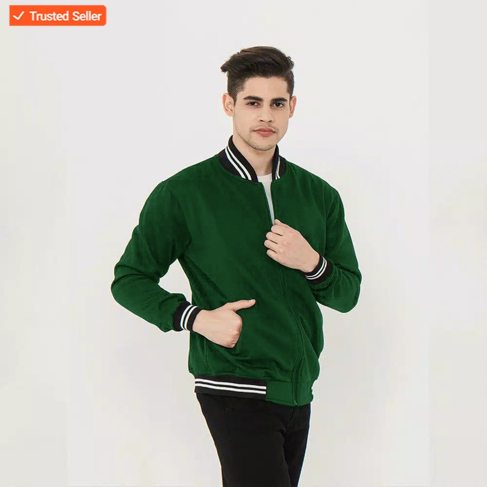 PROMO Bisa COD - Jaket Varsity Baseball Cewek Cowok (Men's & Women) Plains Jacket Polos Resleting Ba