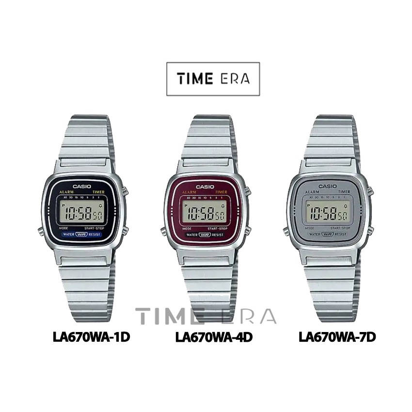 Casio General LA670WA-7DF / LA670WA-1DF 4DF Jam Tangan Wanita Tangan Wanita Casio General Digital Dial Stainless Steel Strap