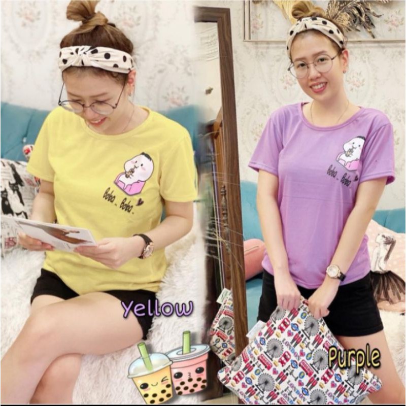 baju atasan kaos wanita BOBA BOBI-6WARNA pentol boba
