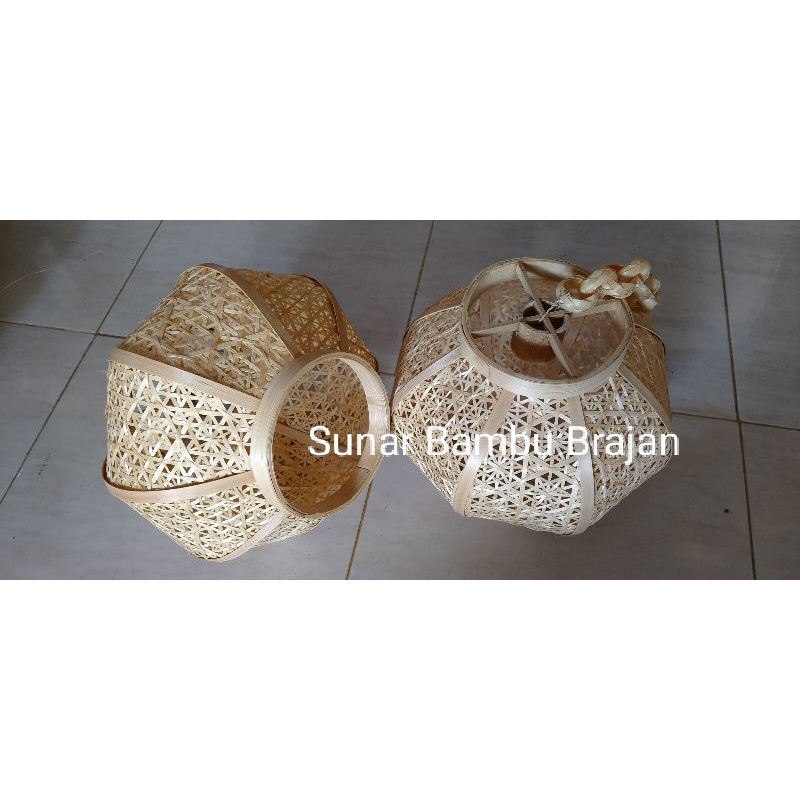 Kap Lampu Lampion Truntum | Kap Lampu Gantung | Kap Lampu Bambu | Hiasan Lampu | Home Decor | Keraji